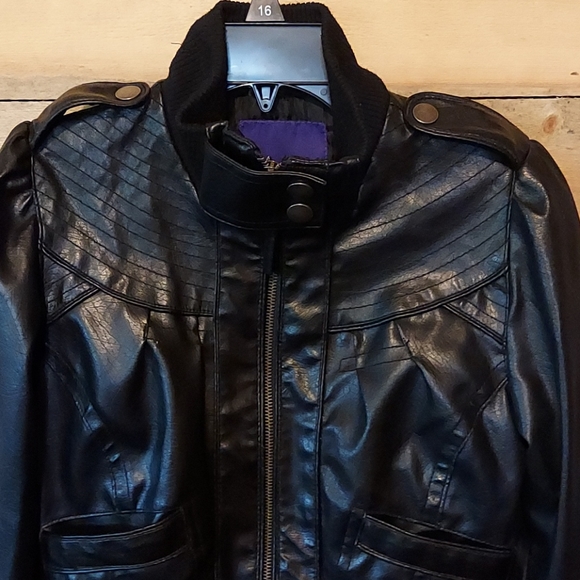 Miley Cyrus Max Azria Leather-look crop jacket - Picture 2 of 5